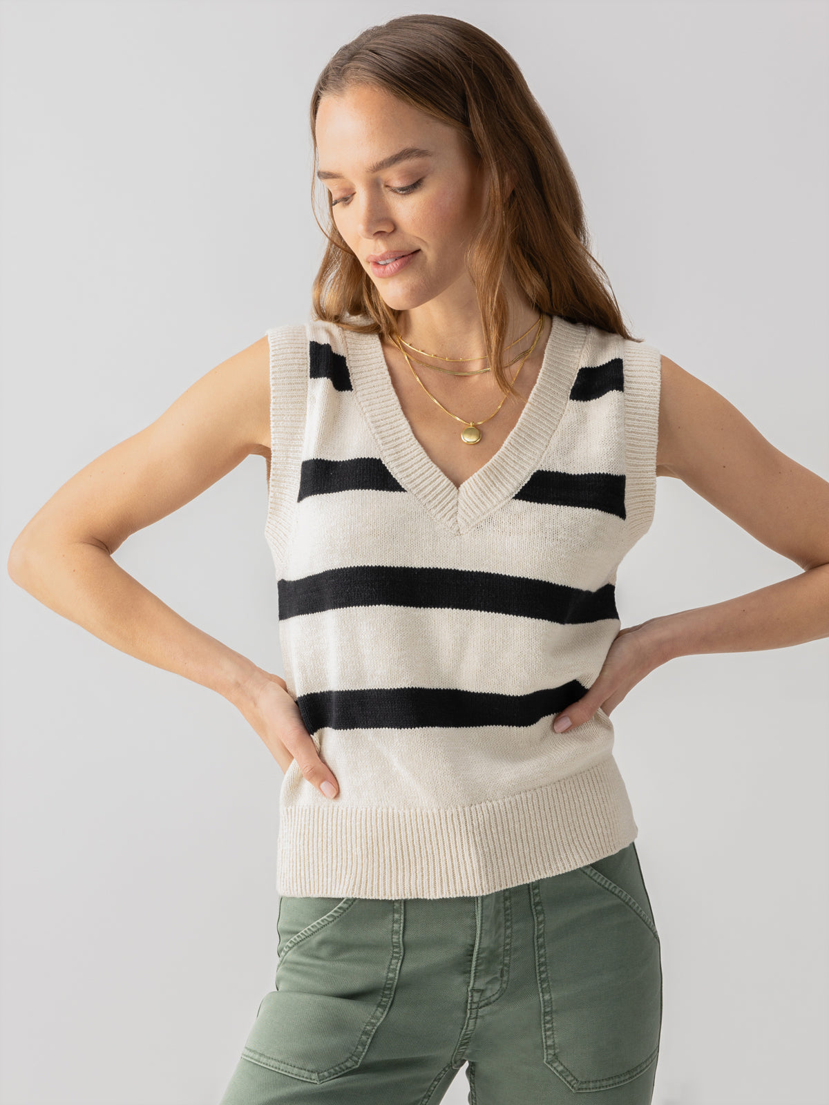 Sweater Shell Eco Nat/Blk Stripe