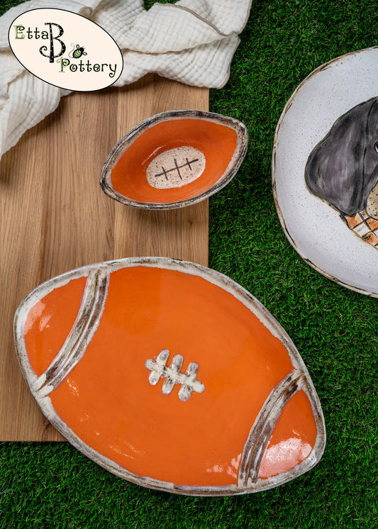 Tailgate Football Platter- Orange/ White