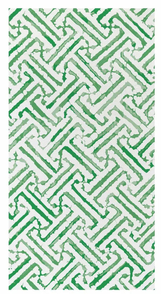 Greek Key Green Guest Towels