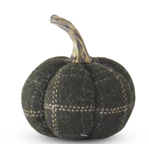 4.5 Inch Green & Tan Plaid Pumpkin