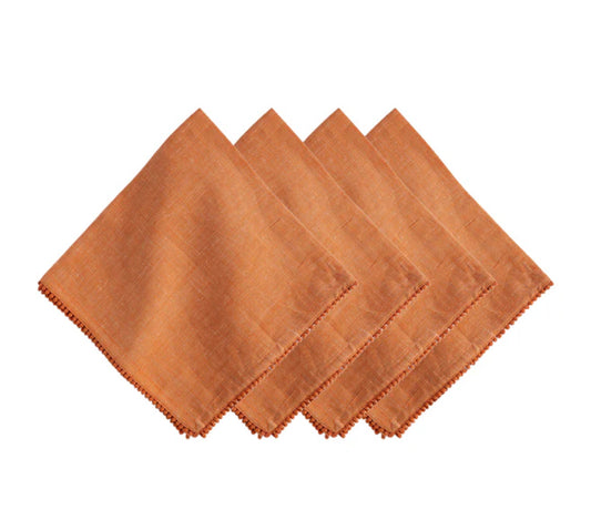 Berry Trim Napkin Set 4- Persimmon