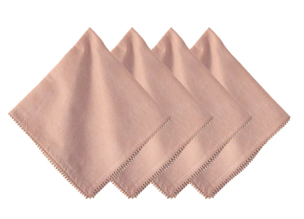 Berry Trim Napkins- Blush