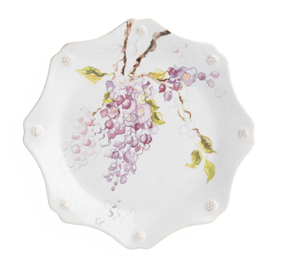 Berry and Thread Floral Sketch Dessert/ Salad Plate-Wisteria