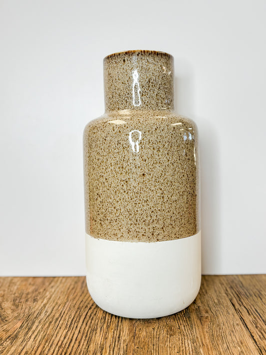 16 Inch Tan Speckled Vase