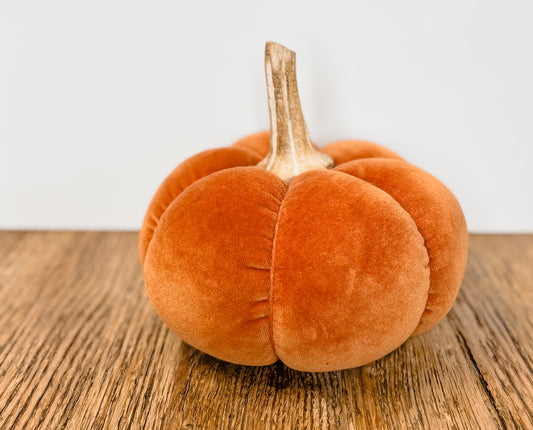 7.5 Inch Rust Velvet Pumpkin