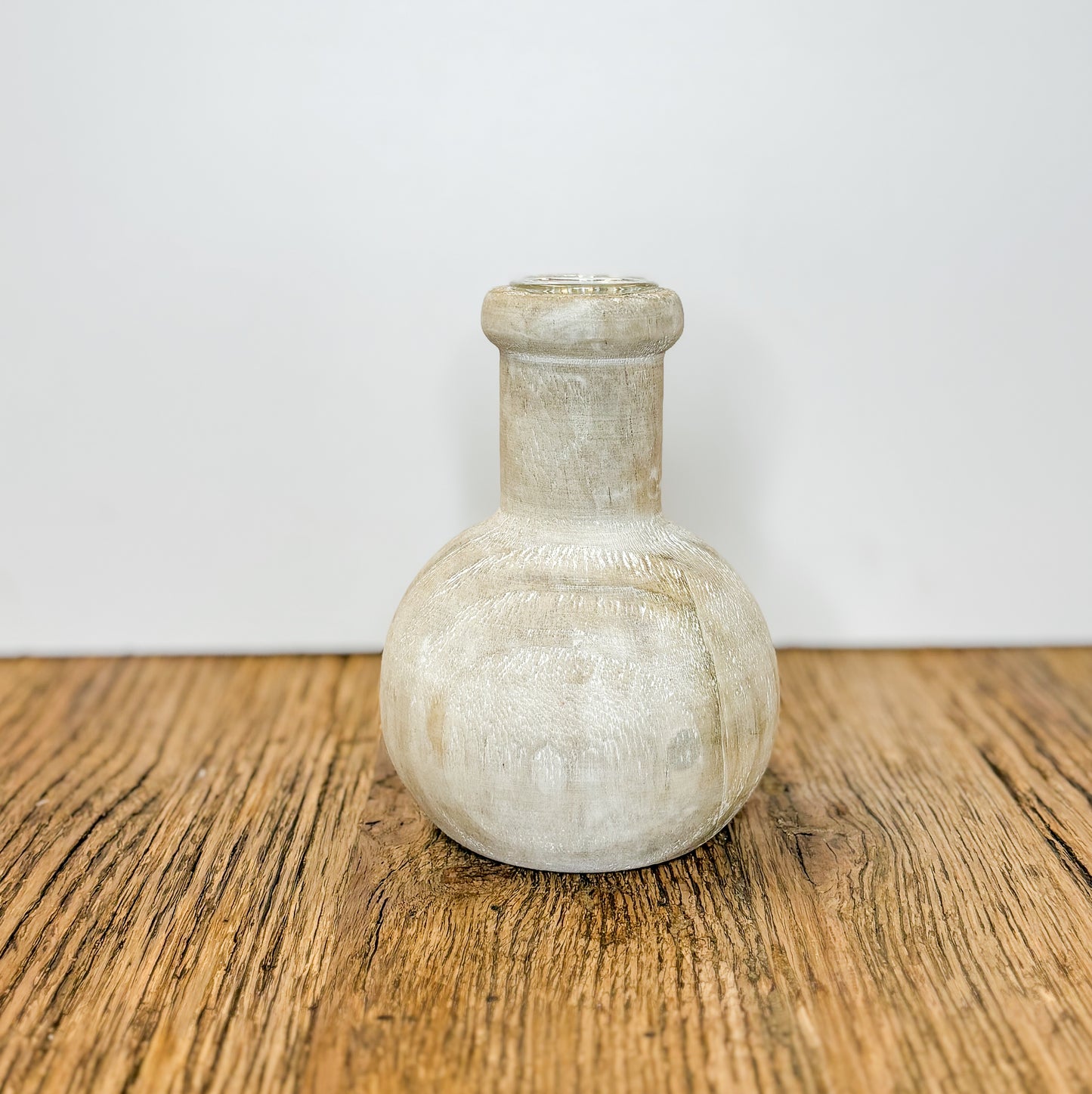 5 Inch Pine wood Bud Vase w/Glass Insert