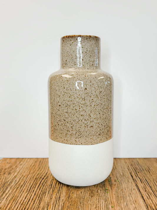 14 Inch Tan Speckled Vase