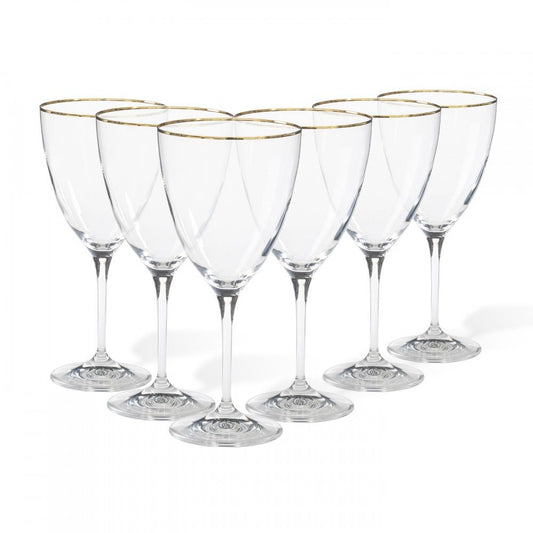 Water glass w gldn rim14oz-Sensa CLR w golden rim