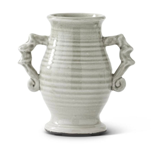 Gray European Ceramic Jar w Handles 8”