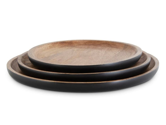 LG Round Black Mango Wood Tray