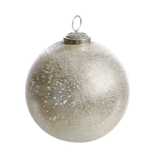 Frosted Silver Glass Ornament Large