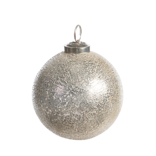 Frosted Silver Glass Ornament Medium