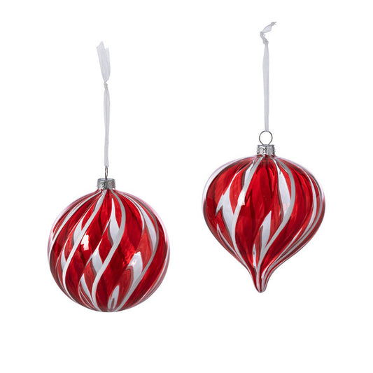 Peppermint Striped Glass Ball/Onion Ornament