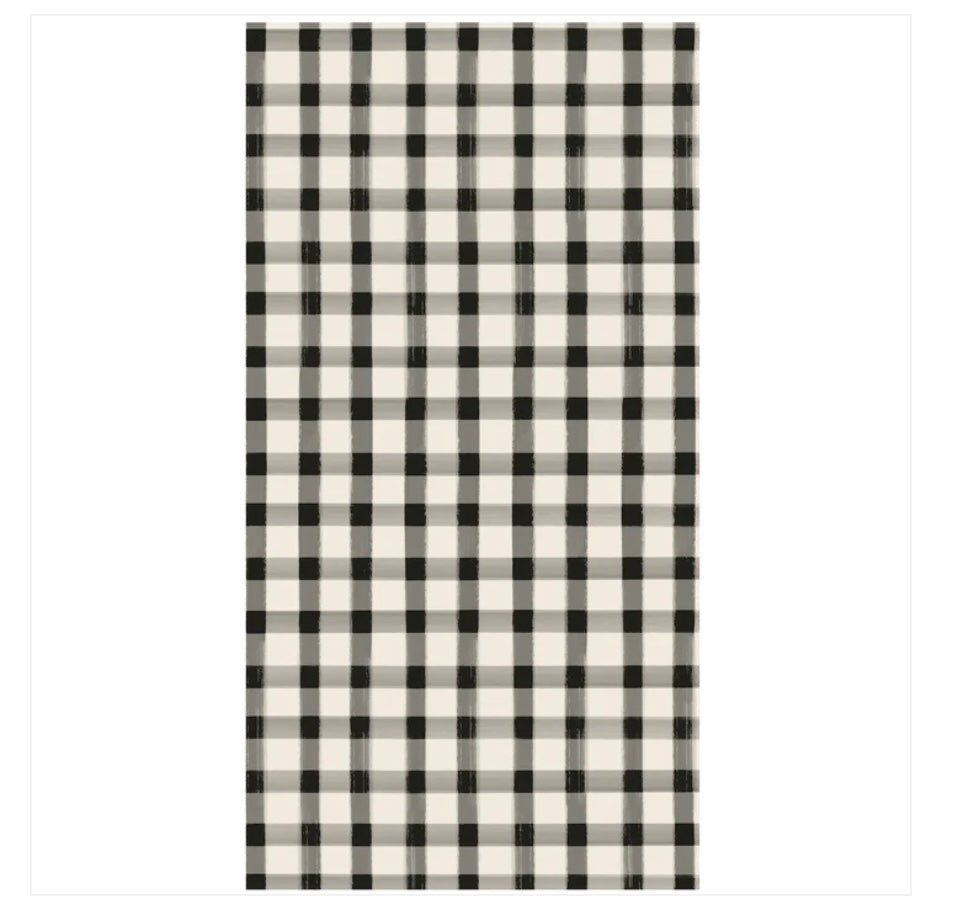 Black painted check guest napkin