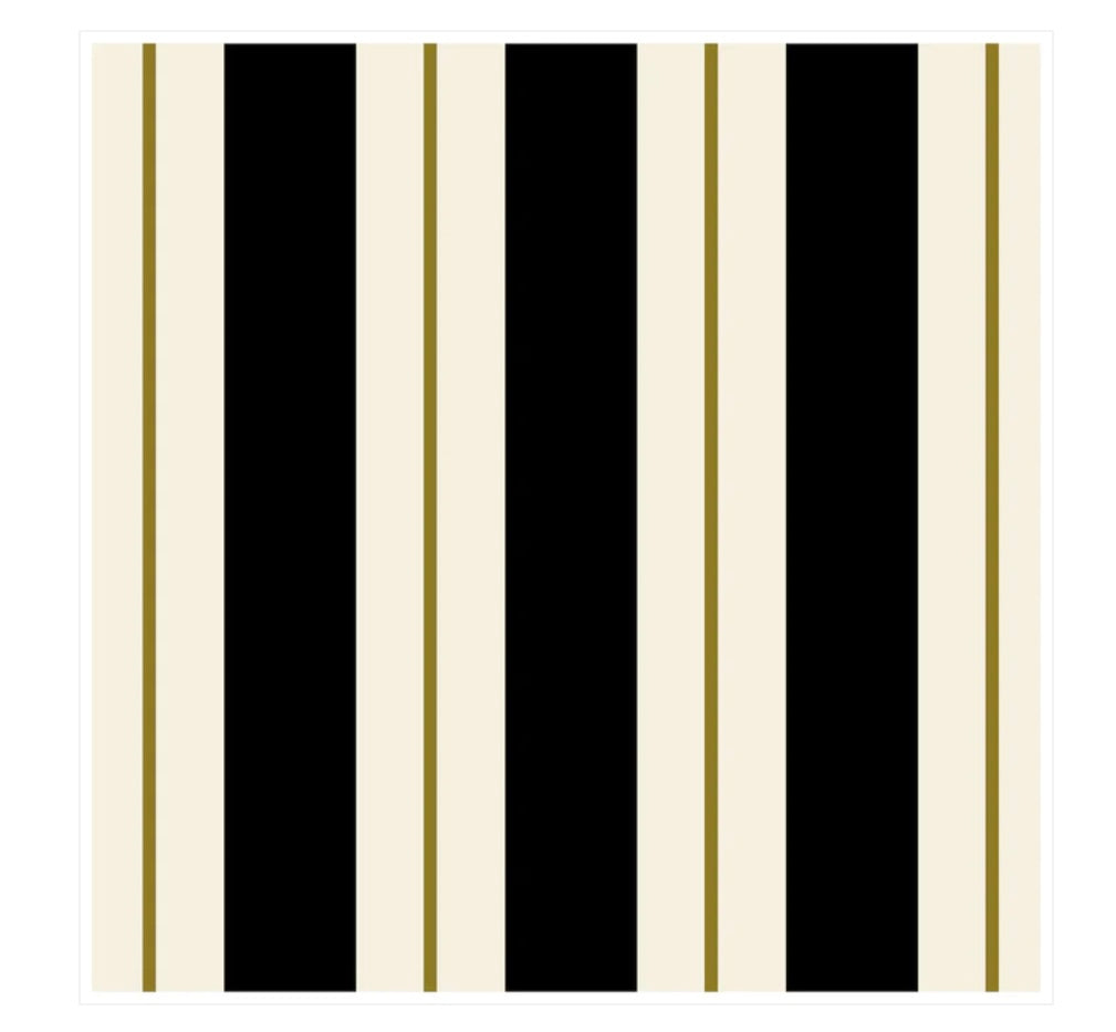 Cocktail Napkin/Bl & Gold Awning Stripe 20ct