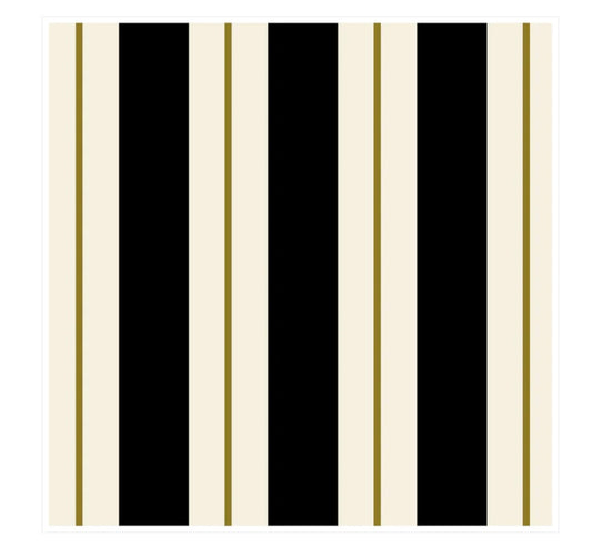 Cocktail Napkin/Bl & Gold Awning Stripe 20ct