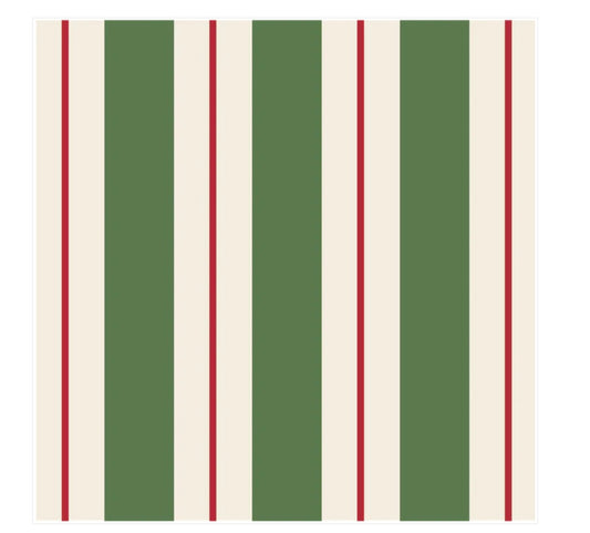 Cocktail Napkin/Gr & Red Awning Stripe 20ct