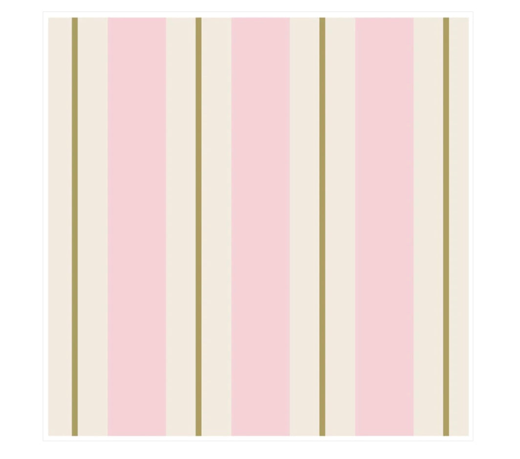 Cocktail Napkins Pink &Gold Awning Stripe 20ct