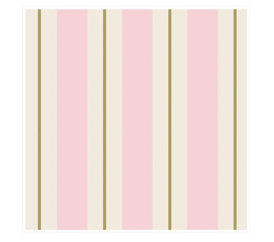 Cocktail Napkins Pink &Gold Awning Stripe 20ct