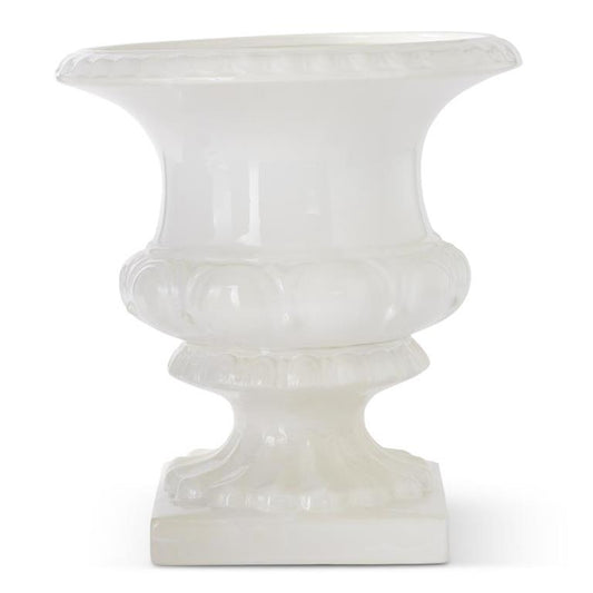 White Glazed Ceramic Urn 11.75