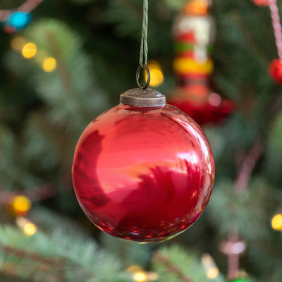 Antique Shiny Ruby Glass Ball Ornament Medium