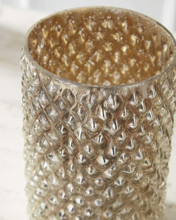 9.25” Antique Gold Hobnail Vase