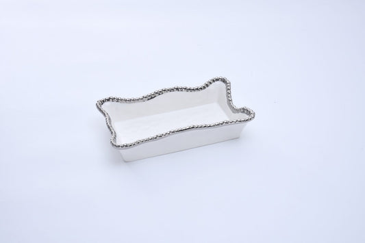 Dinner Napkin/ Guest Towel Holder/ Silver Edge