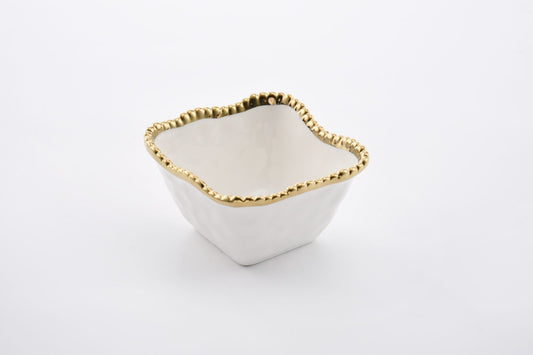 Square Snack Bowl w gold edge