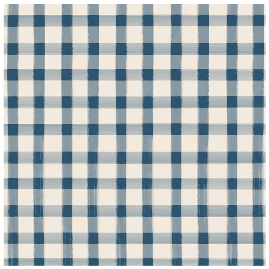 Navy Painted Check Cocktail Napkin-pk 20