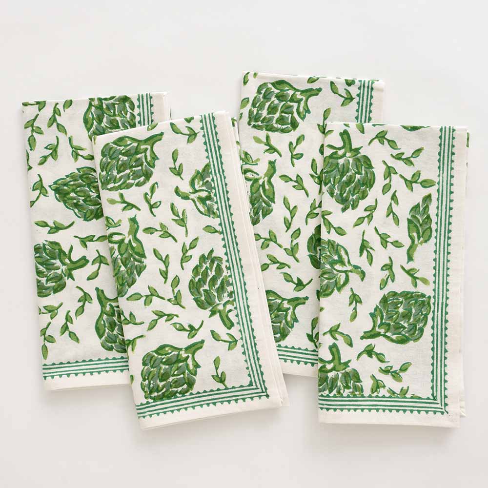 Dancing Artichokes Green Napkin-Set of 4