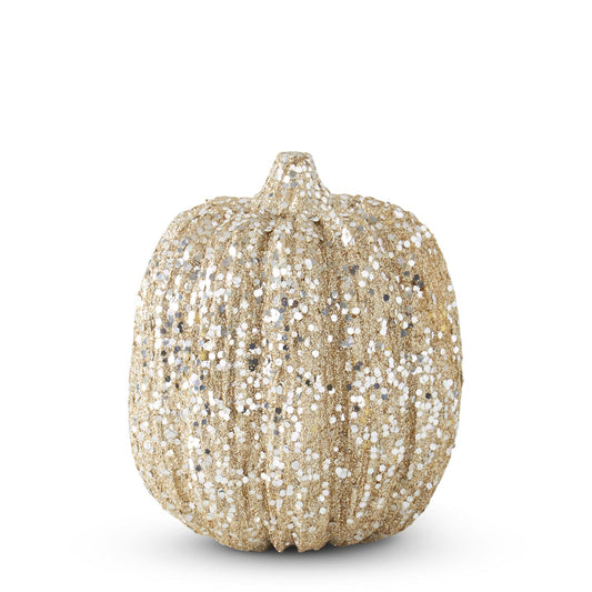 6 inch Champagne Glitter & Sequin Pumpkin