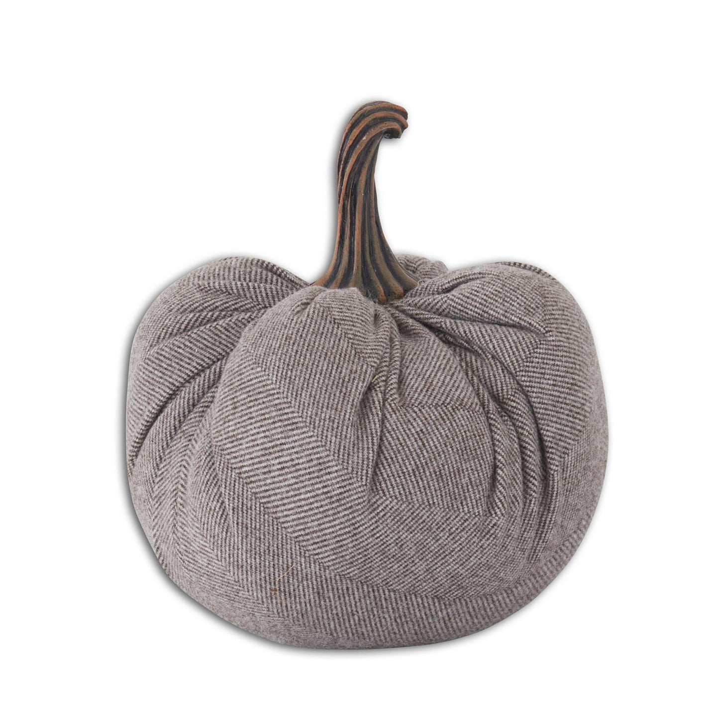 9.25 Inch Grey Thin Stripe Fabric Pumpkin