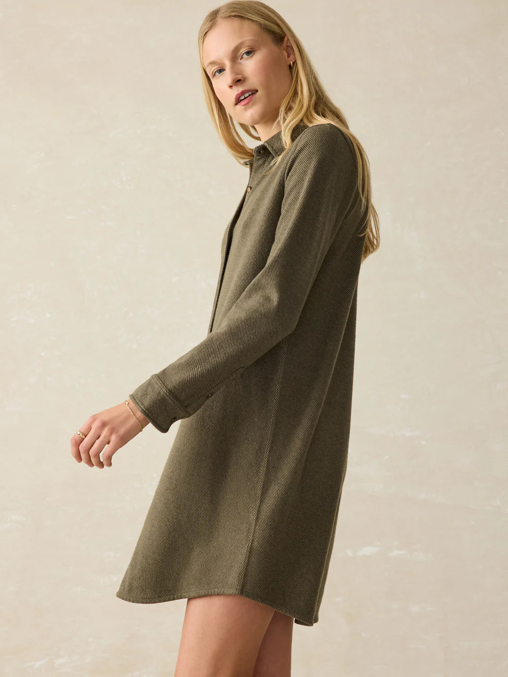 Legend Sweater Dress-Olive Melange Twill