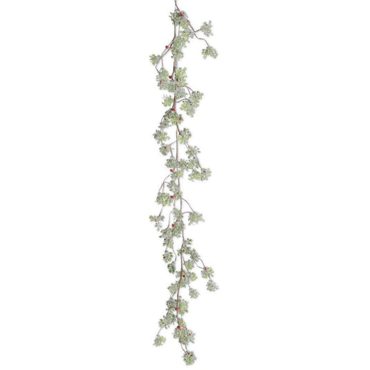 Glittered Mistletoe Stem w Red Berries 30”