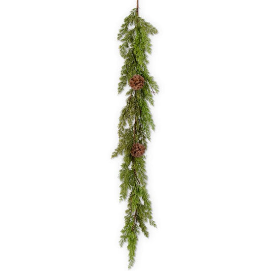 Real Touch Cedar Pine Garland w Twigs&Pinecones 50”