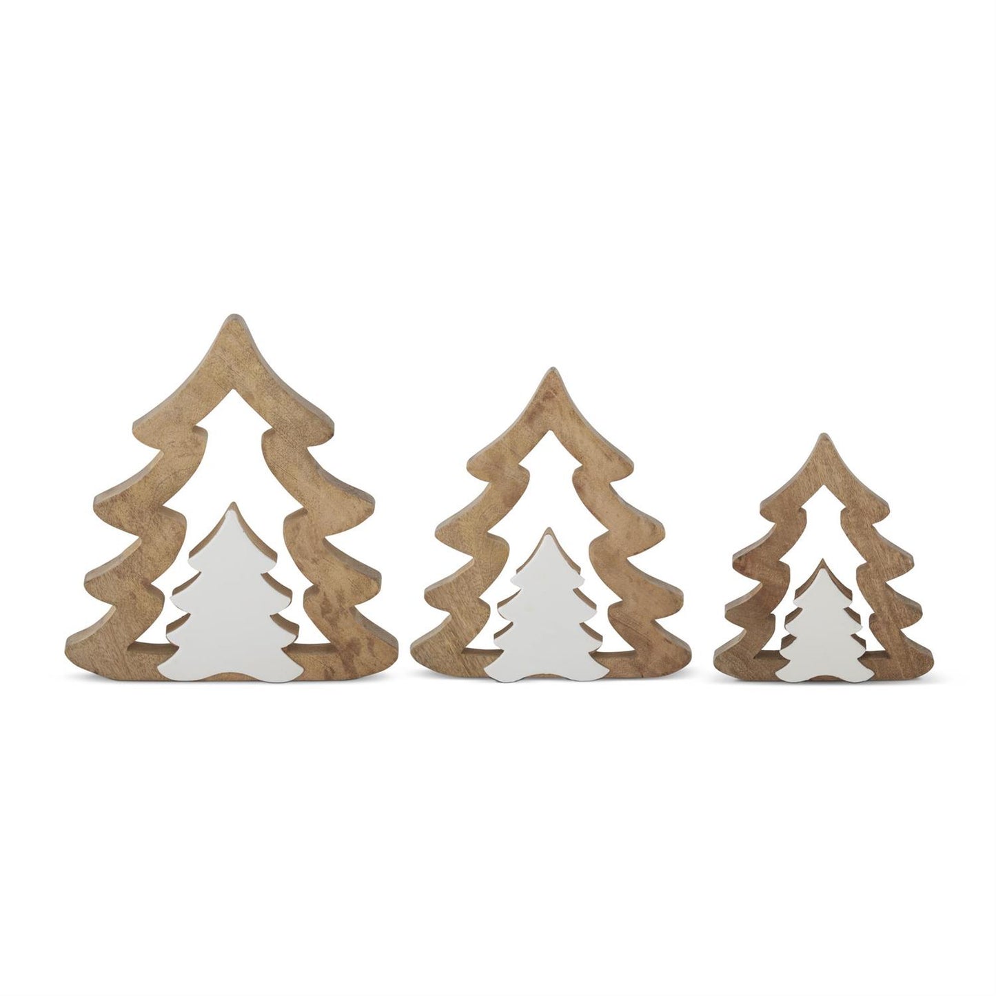 Wood Tree w White Enameled Cutout Center 8”