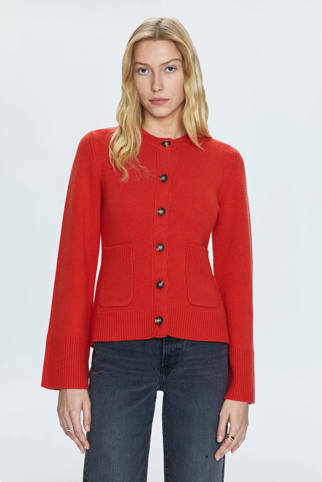 Dani Cinched Waist Cardigan-Rouge