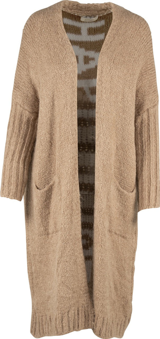 Ladies Knit Cardigan-Camel