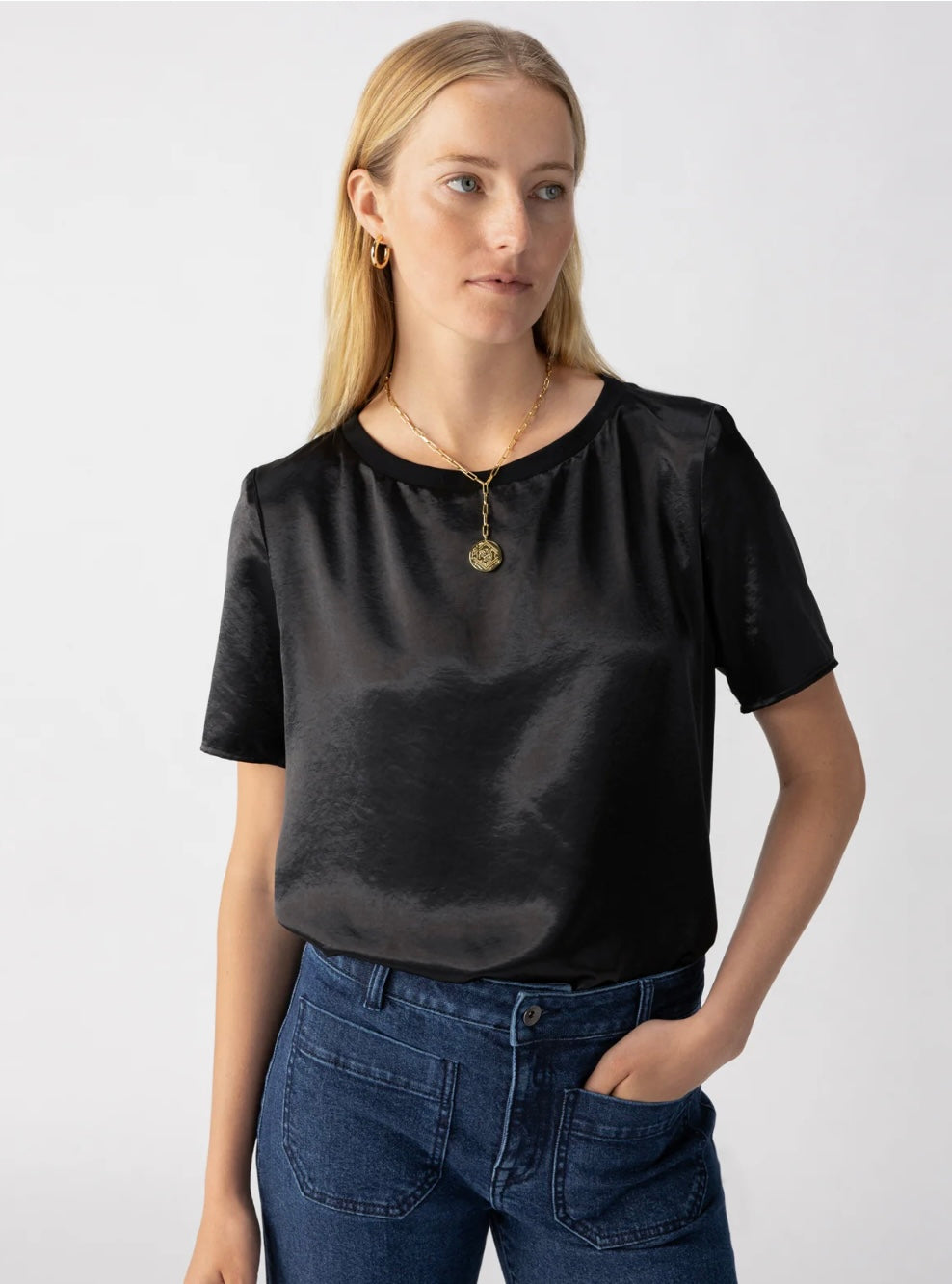 Timeless Satin Tee- Black