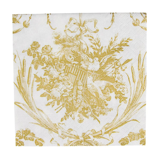 Romantic Toile Gold Napkin Cocktail