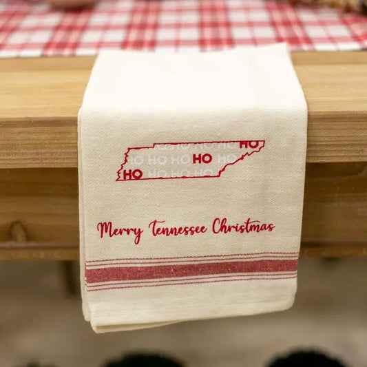 Merry Tennessee Christmas Hand Towel Cr/Red/Wh 20x28