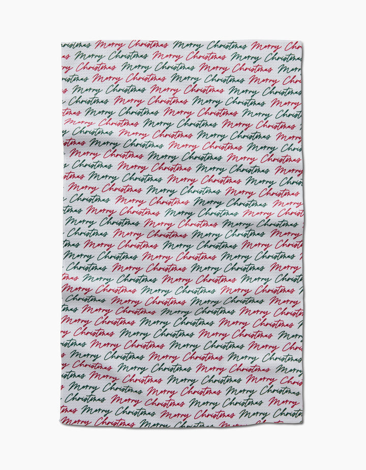 Merry Christmas Greetings Tea Towel