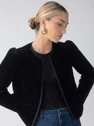 Quilted Velvet Jacket- Black