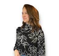 On The Spot Blouse- Rose Stencil Black