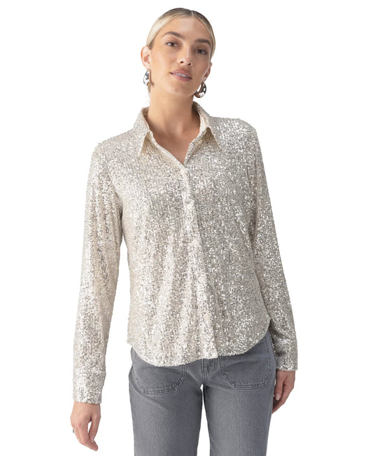 Radiant Sequin Shirt-Gunmetal