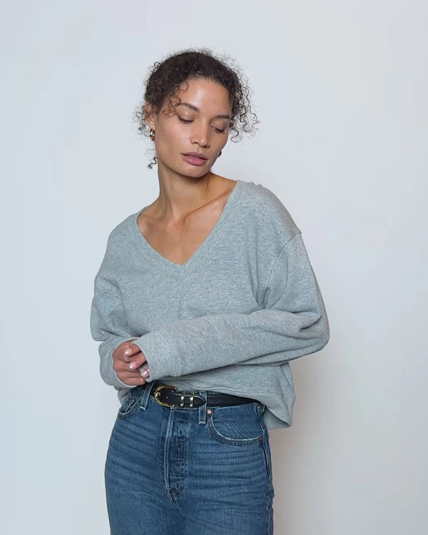 Wyatt Oversized V- Neck Heather Grey