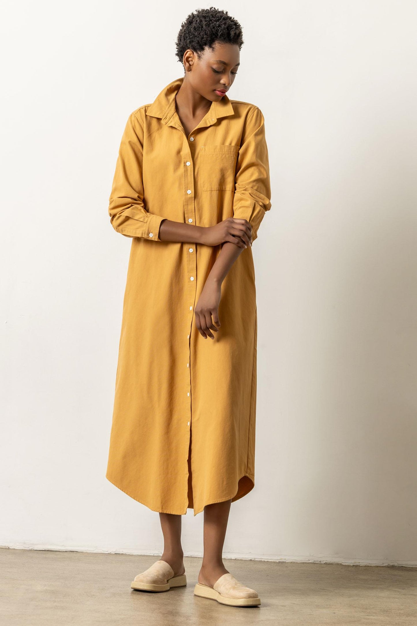 Maxi Shirt Dress- Turmeric