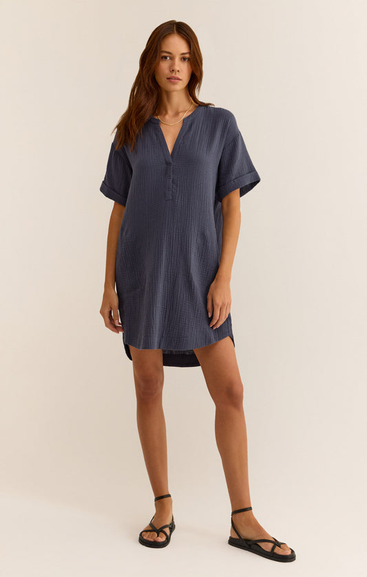 Talia Gauze Mini Dress - NVY