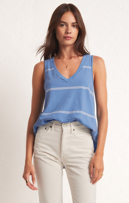 Vagabound Twin Stripe Tank Blue Isle